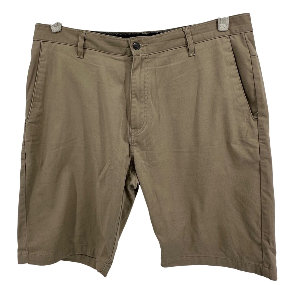 Volcom Chino Shorts Mens 36 Tan Preppy‎ Skater Streetwear Punk Flat Front